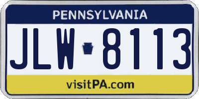 PA license plate JLW8113
