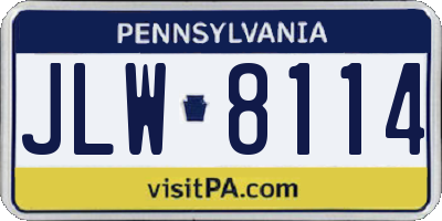 PA license plate JLW8114