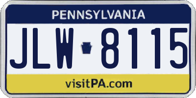 PA license plate JLW8115