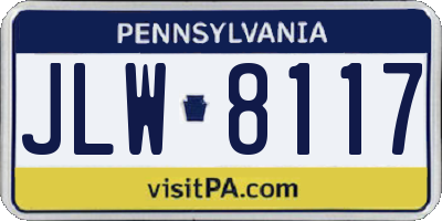 PA license plate JLW8117