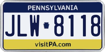 PA license plate JLW8118