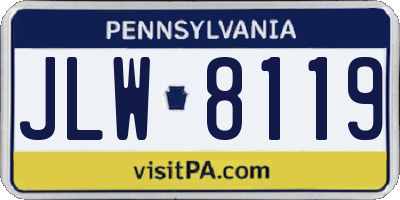 PA license plate JLW8119