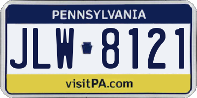 PA license plate JLW8121