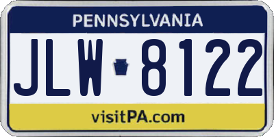 PA license plate JLW8122