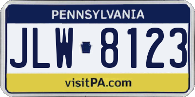PA license plate JLW8123