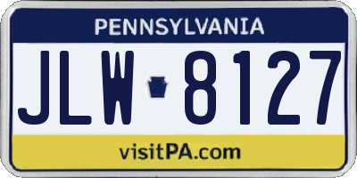 PA license plate JLW8127