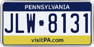 PA license plate JLW8131