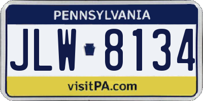 PA license plate JLW8134