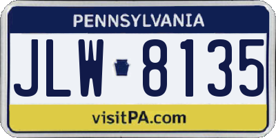 PA license plate JLW8135