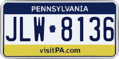 PA license plate JLW8136
