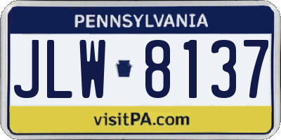 PA license plate JLW8137