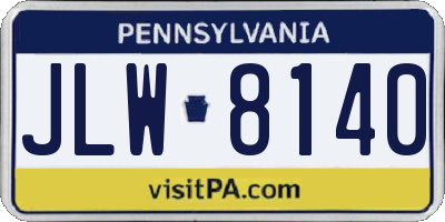 PA license plate JLW8140