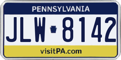 PA license plate JLW8142
