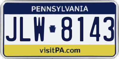 PA license plate JLW8143