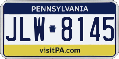 PA license plate JLW8145