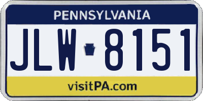 PA license plate JLW8151