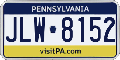 PA license plate JLW8152