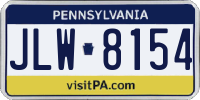 PA license plate JLW8154