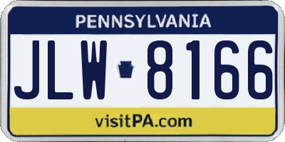 PA license plate JLW8166