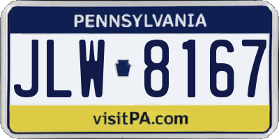 PA license plate JLW8167