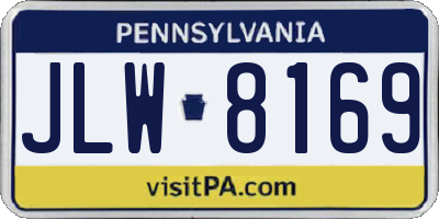 PA license plate JLW8169