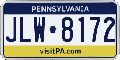 PA license plate JLW8172