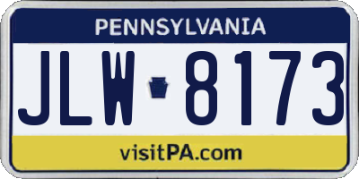 PA license plate JLW8173