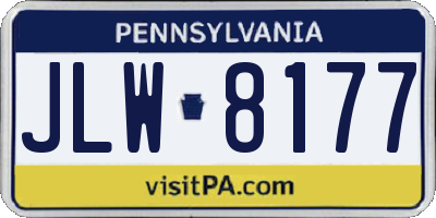 PA license plate JLW8177