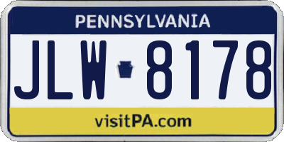 PA license plate JLW8178