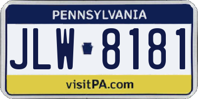 PA license plate JLW8181