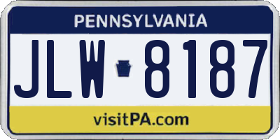 PA license plate JLW8187