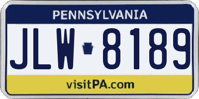 PA license plate JLW8189