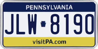 PA license plate JLW8190