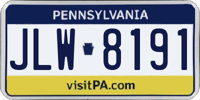PA license plate JLW8191