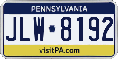 PA license plate JLW8192