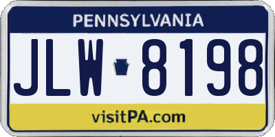 PA license plate JLW8198
