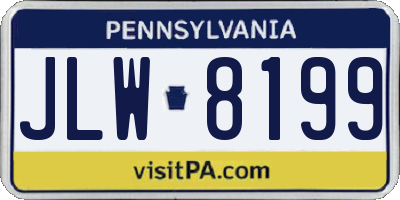 PA license plate JLW8199