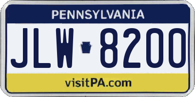 PA license plate JLW8200