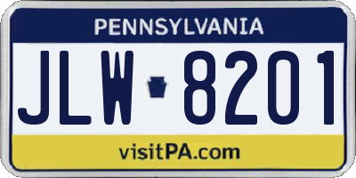 PA license plate JLW8201