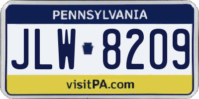 PA license plate JLW8209