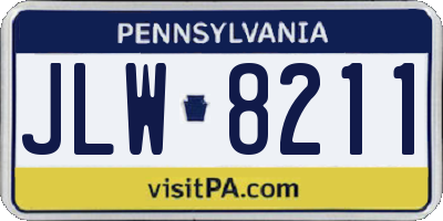 PA license plate JLW8211