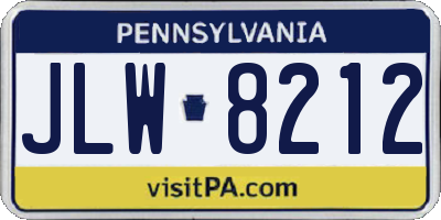 PA license plate JLW8212