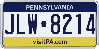 PA license plate JLW8214