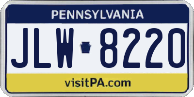 PA license plate JLW8220