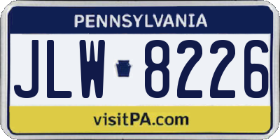 PA license plate JLW8226