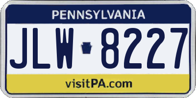 PA license plate JLW8227