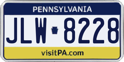 PA license plate JLW8228