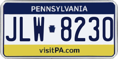 PA license plate JLW8230