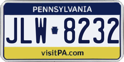 PA license plate JLW8232