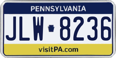 PA license plate JLW8236